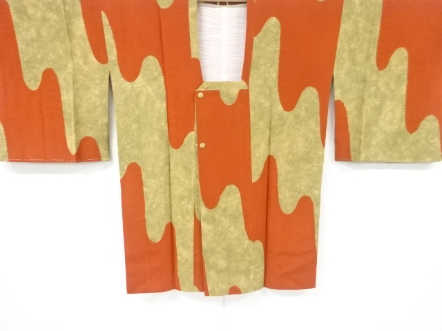 JAPANESE KIMONO / VINTAGE UNUSED MICHIYUKI COAT / SILK / SHIBORI / TSUBODARE PATTERN